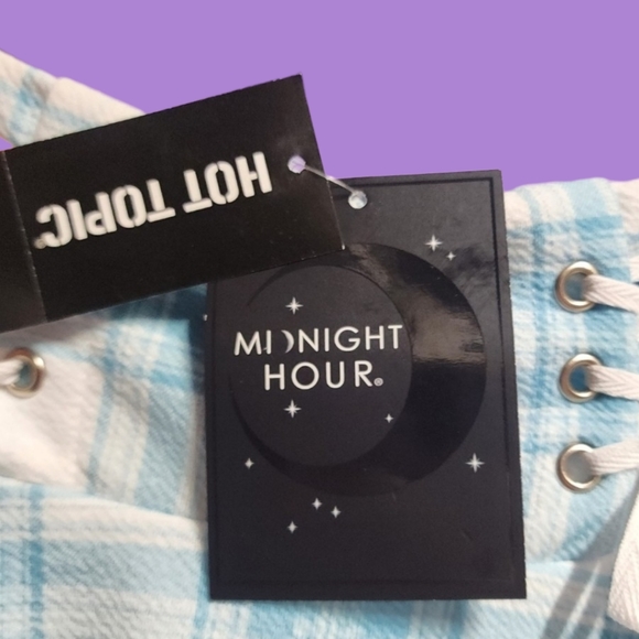 Midnight Hour: Blue & White Plaid Double Lace-Up Skirt - Picture 9 of 14